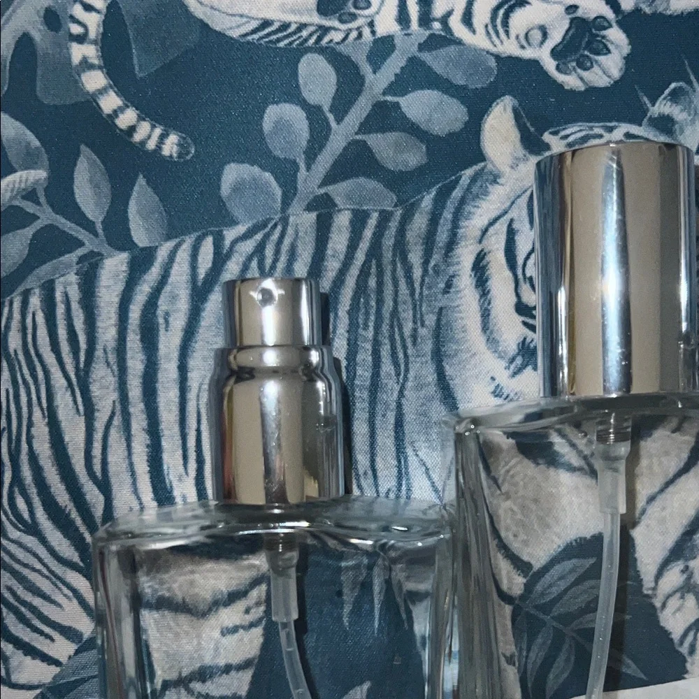 Set of 5 Clear Glass Travel Perfume Atomizers with Silver Caps